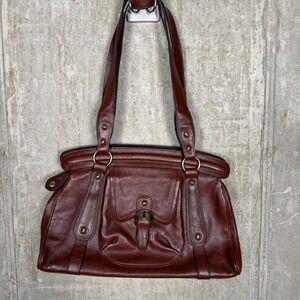 Vera Pelle Made in Italy Brown Leather Shoulder Bag Buckle Pocket Satchel
